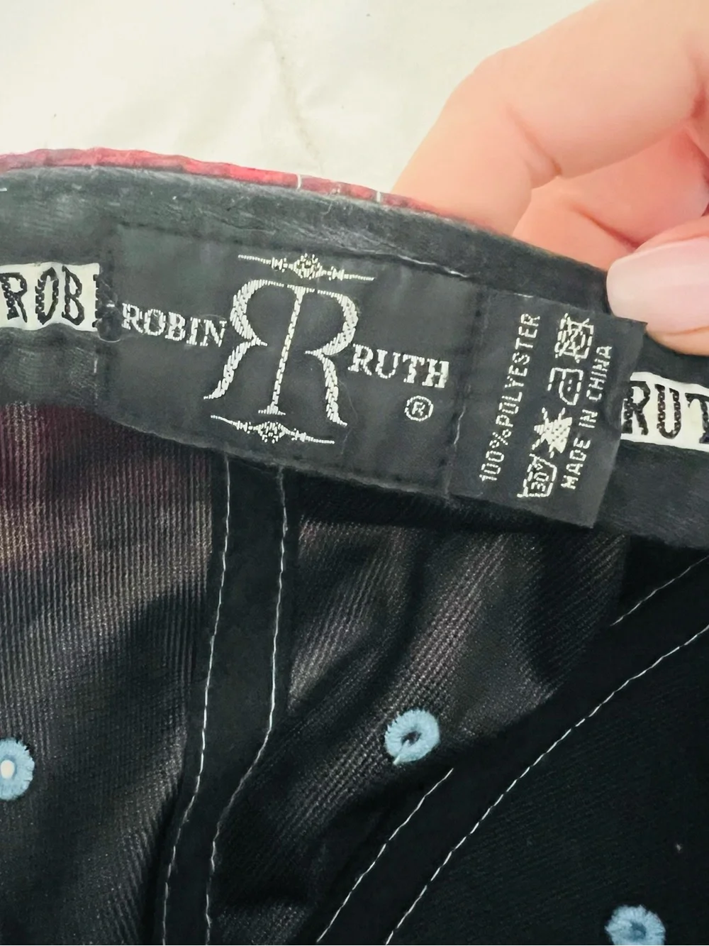 Robin Ruth Gray and Black Trucker Hat with Red Gamecock Patch